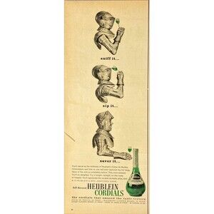 Heublein Cordials Creme Menthe Liqueur Illustration Vintage Print Ad 1057
